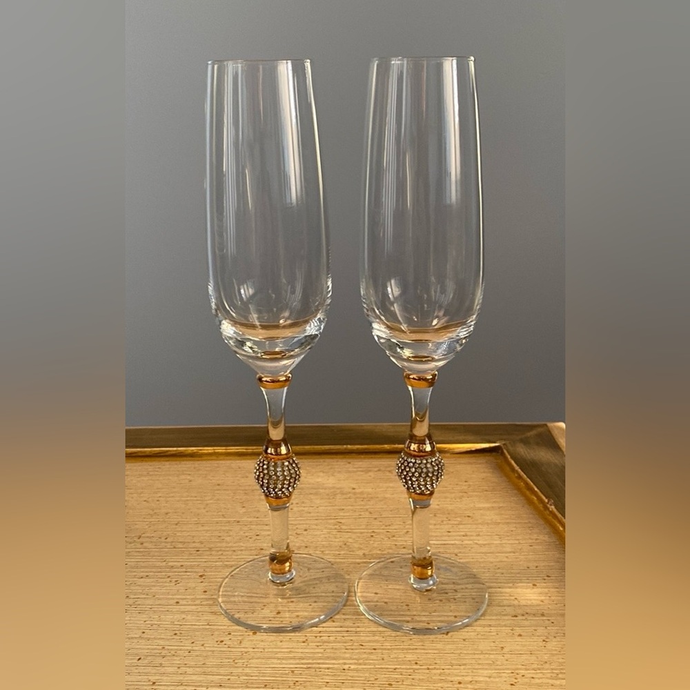 Gold Bling Champagne Flutes (2)